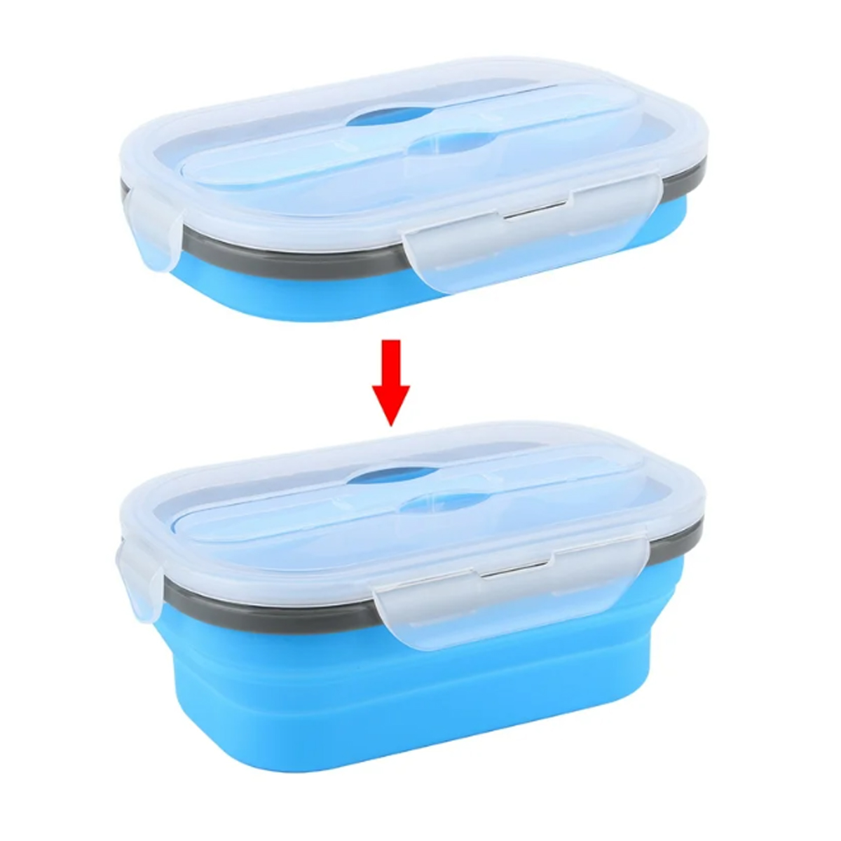 20Oz. Collapsible Silicone Lunch Box with Lid and Cutlery 4
