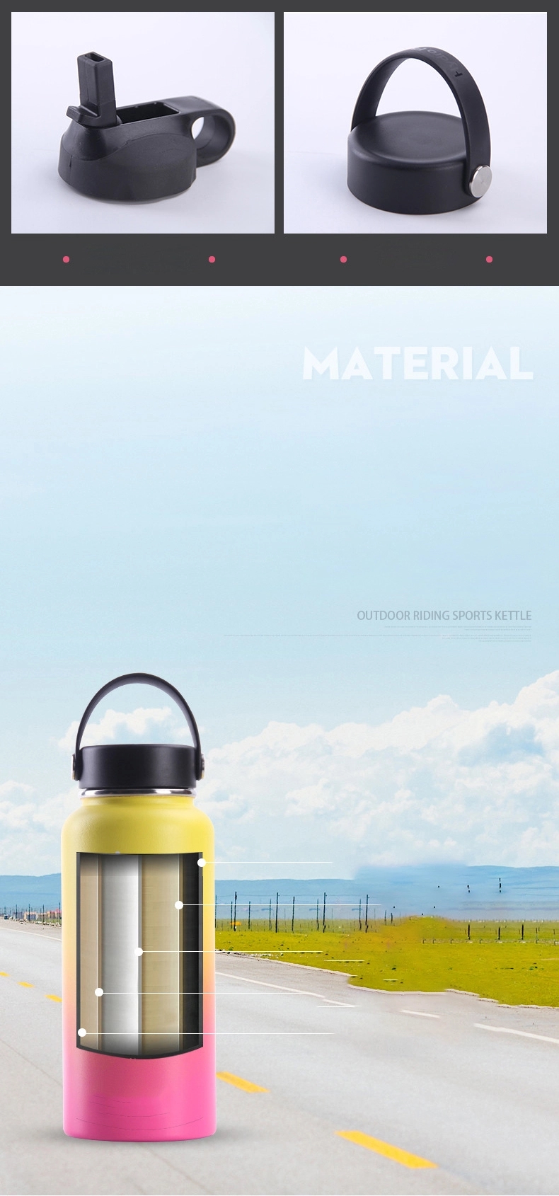 Hydro flask 32oz Outdoor Sports Stainless Steel Bottle, custom water bottle with logo imprint 9