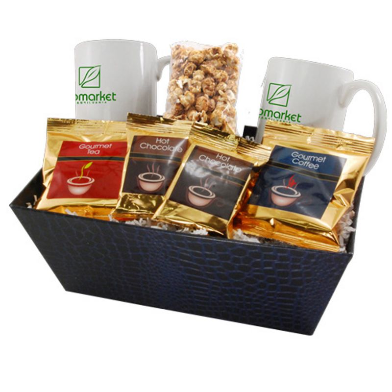 Tray w/Mugs and Caramel Popcorn