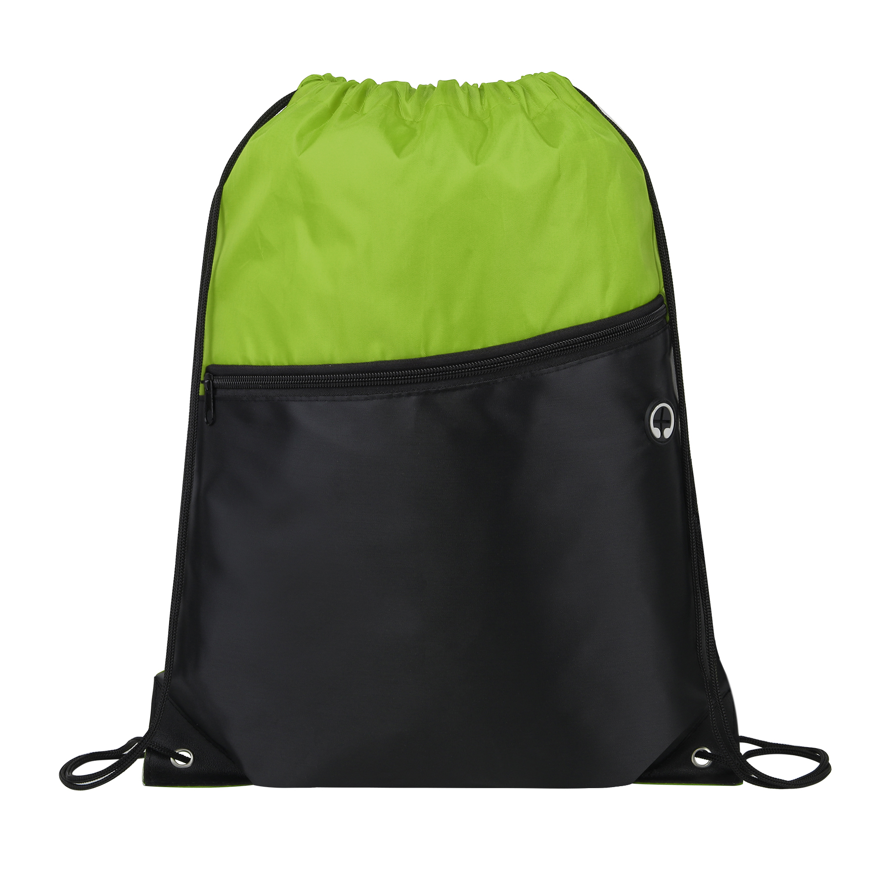 Two-Tone Drawstring Backpack With Front Zipper 20