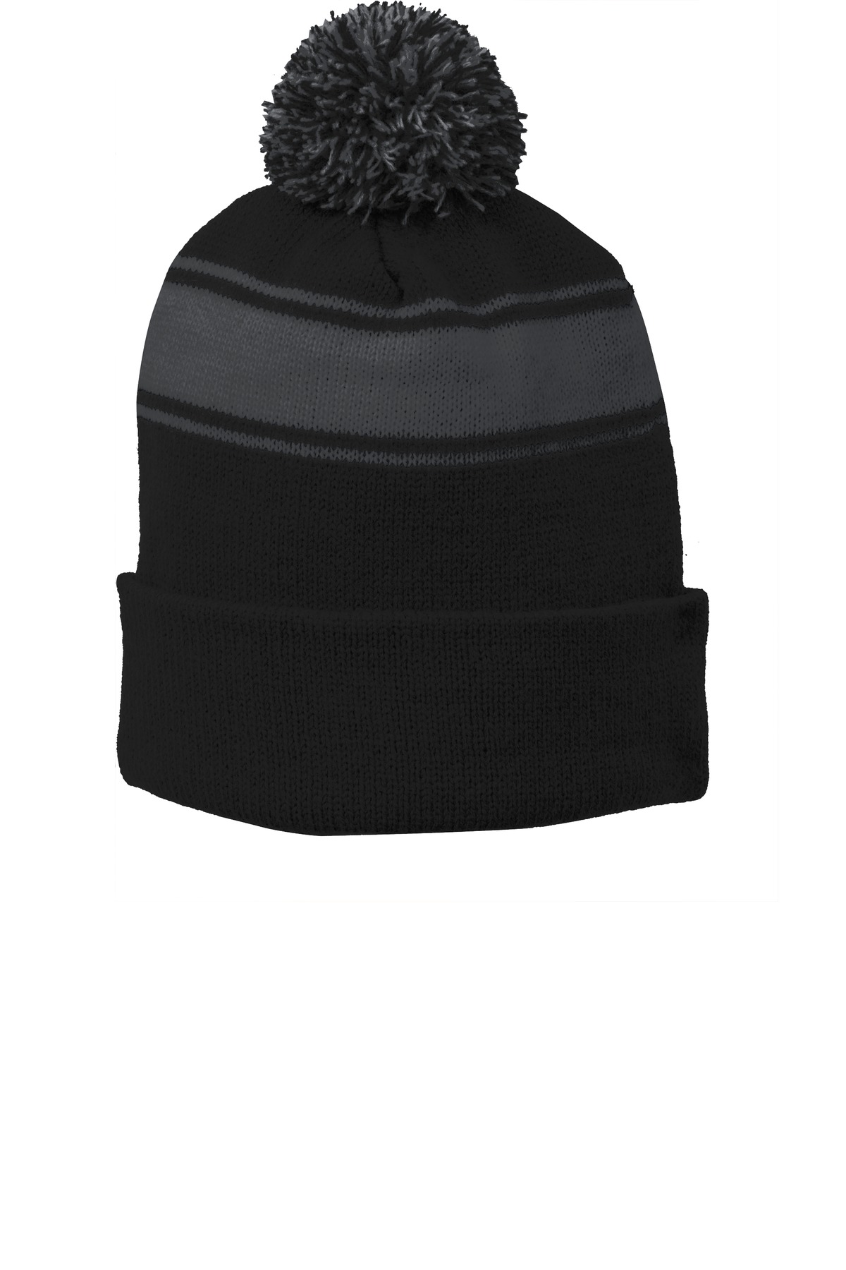 Sport-Tek Stripe Pom Pom Beanie. STC28 12
