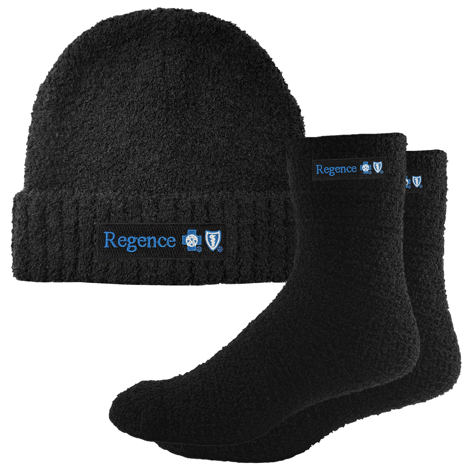 Rolled Fuzzy Beanie Cap & Fashion Fuzzy Socks Combo