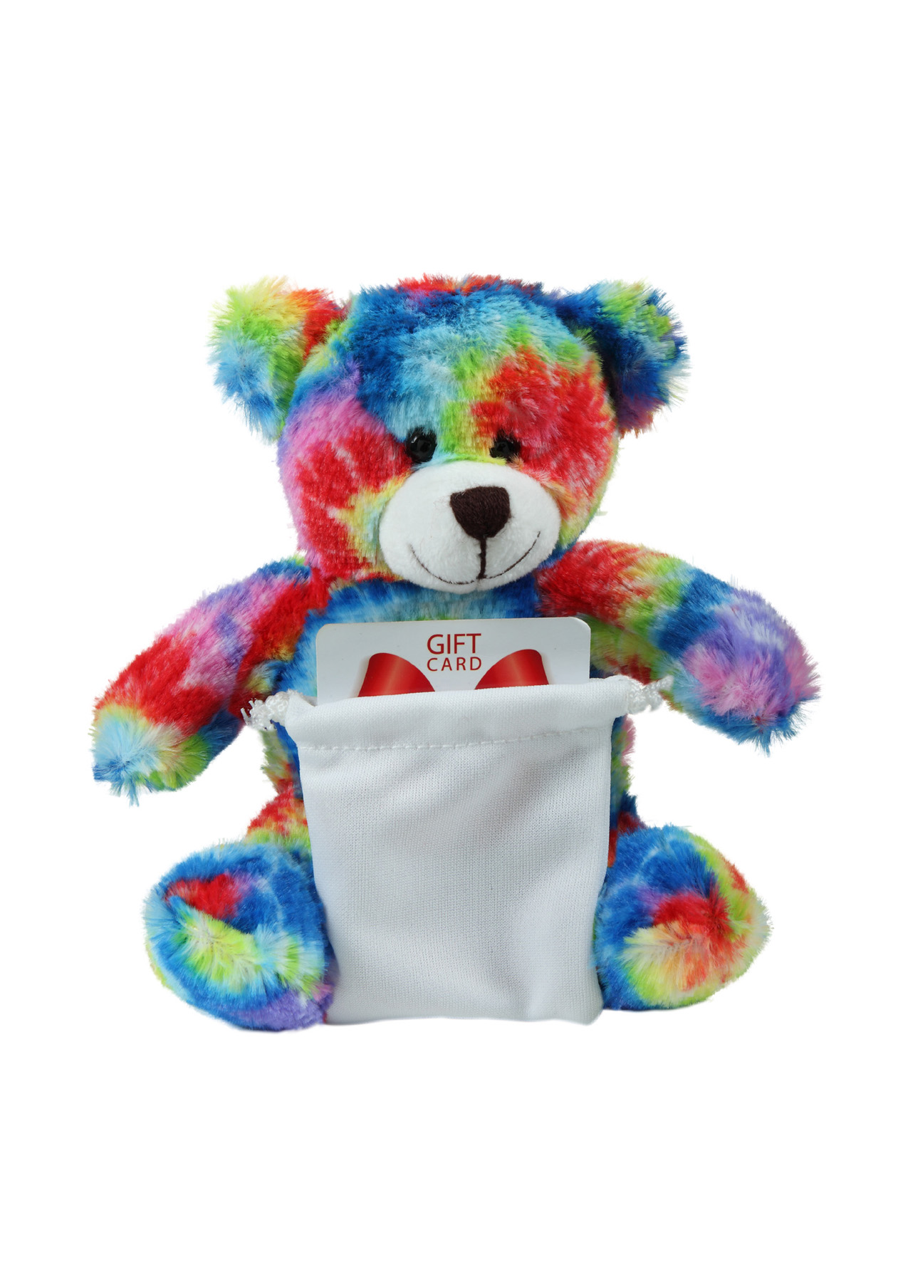 soft plush Tie Dye Bear with gift card sack 4
