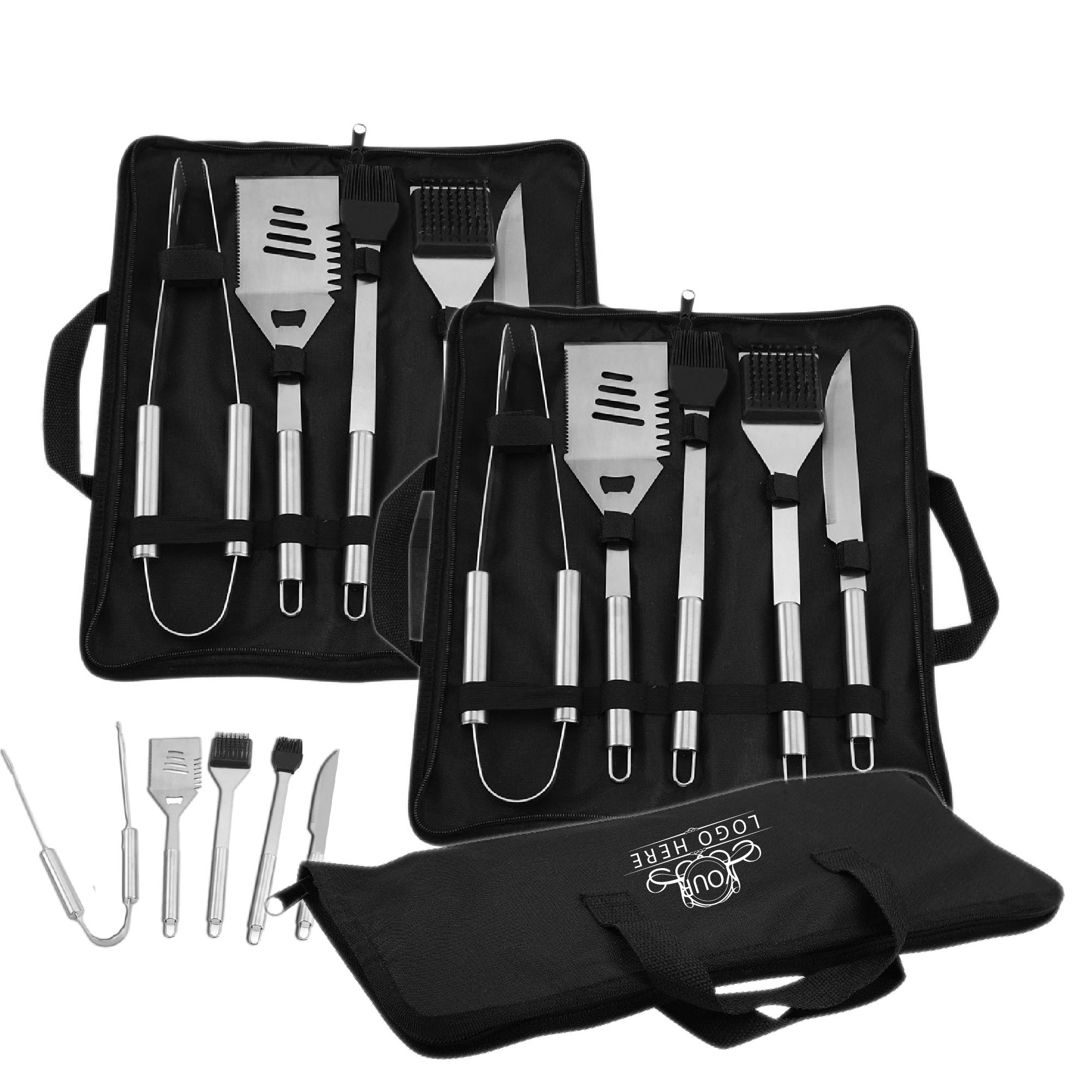 5 Piece BBQ Set with Stainless Steel Tools 2