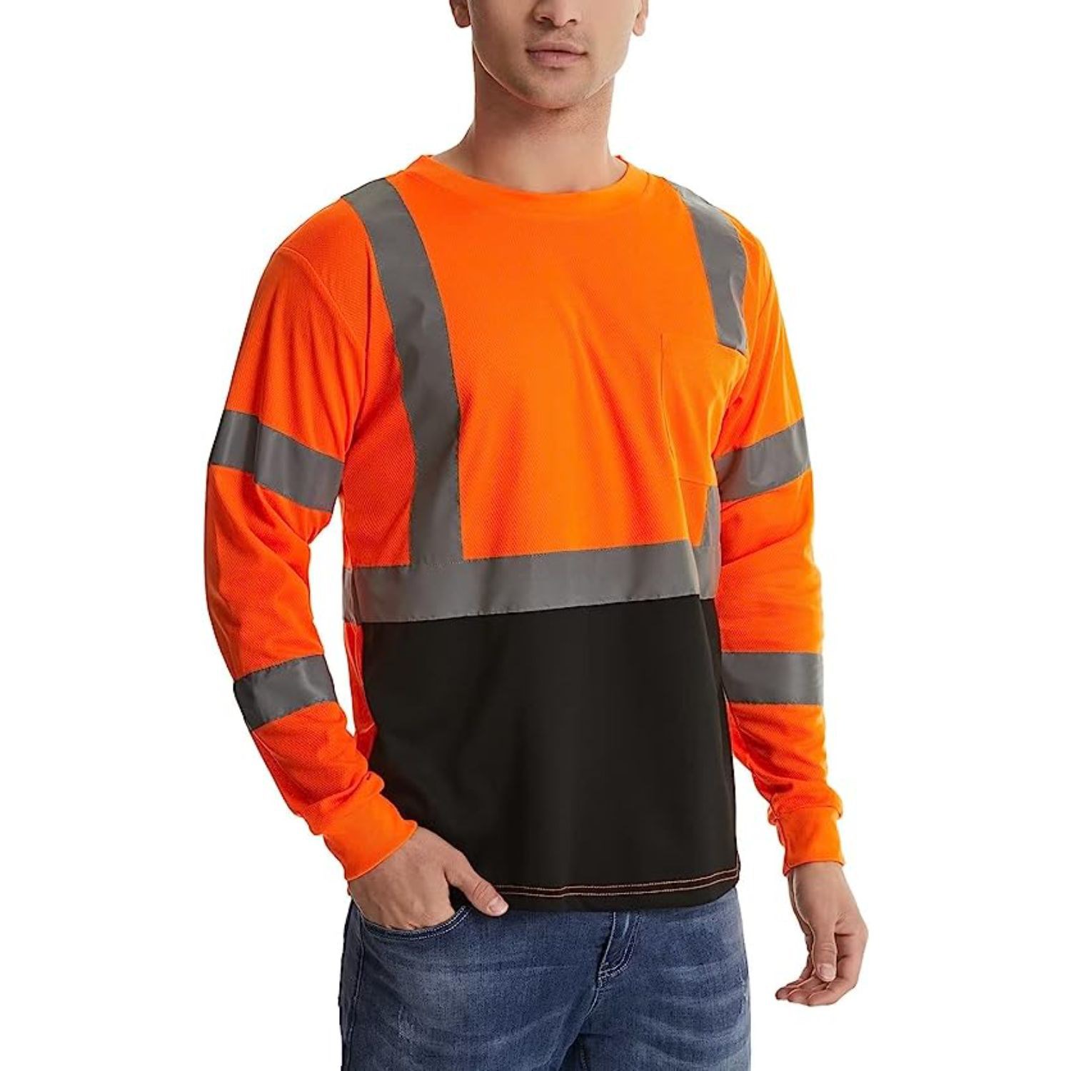 3.8 Oz. Polyester Class 3 Color Block Reflective Tape Safety T-Shirt with Pocket 3