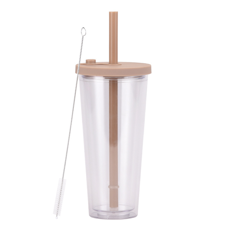 Double Layer Plastic Large Hole Straw Cup 4