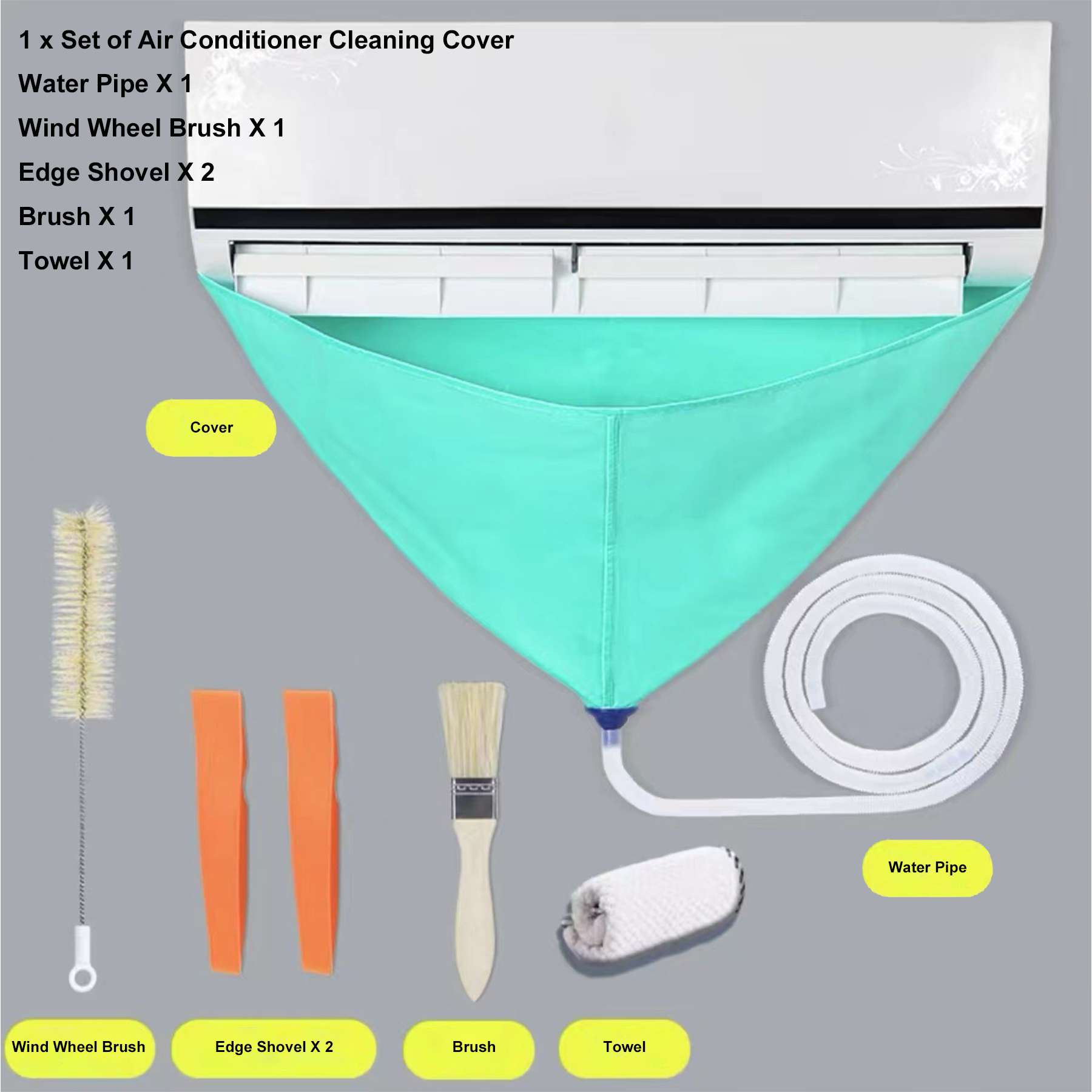 Air Conditioner Cleaning Cover With Water Pipe Waterproof Air Conditioning Clean 2