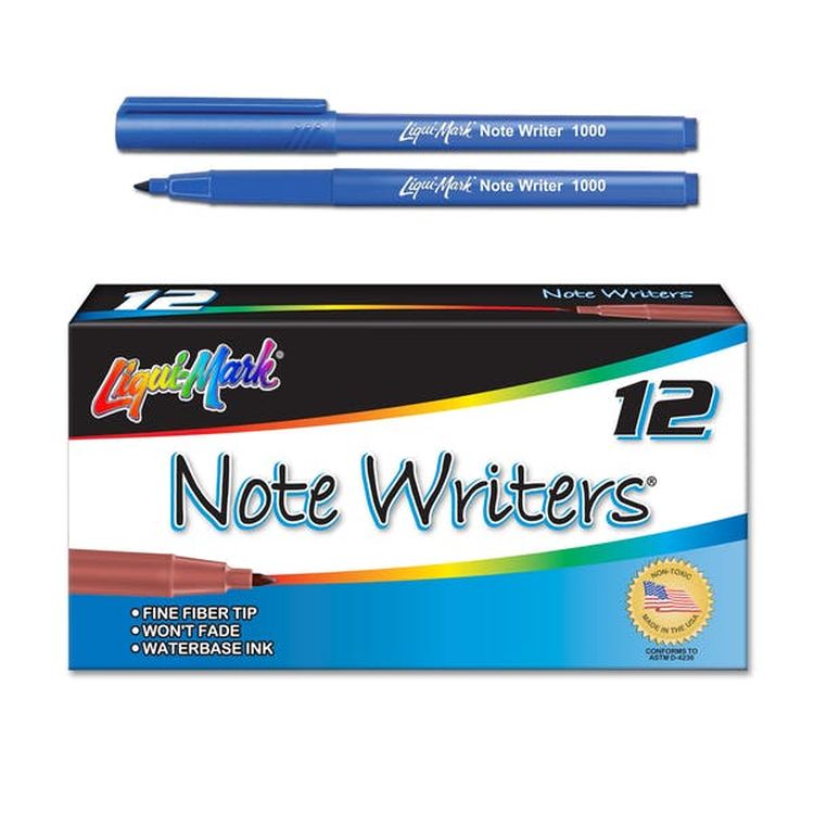Fine Tip Markers - 12 Count Water Based Ink Blue 2