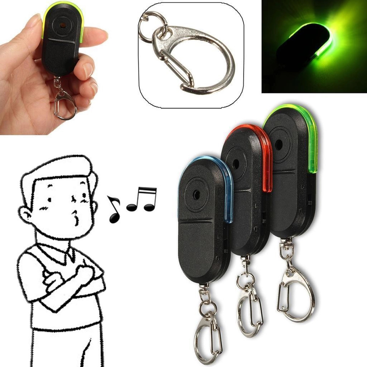 LED Light Wireless Anti-Lost Alarm Key Finder 3
