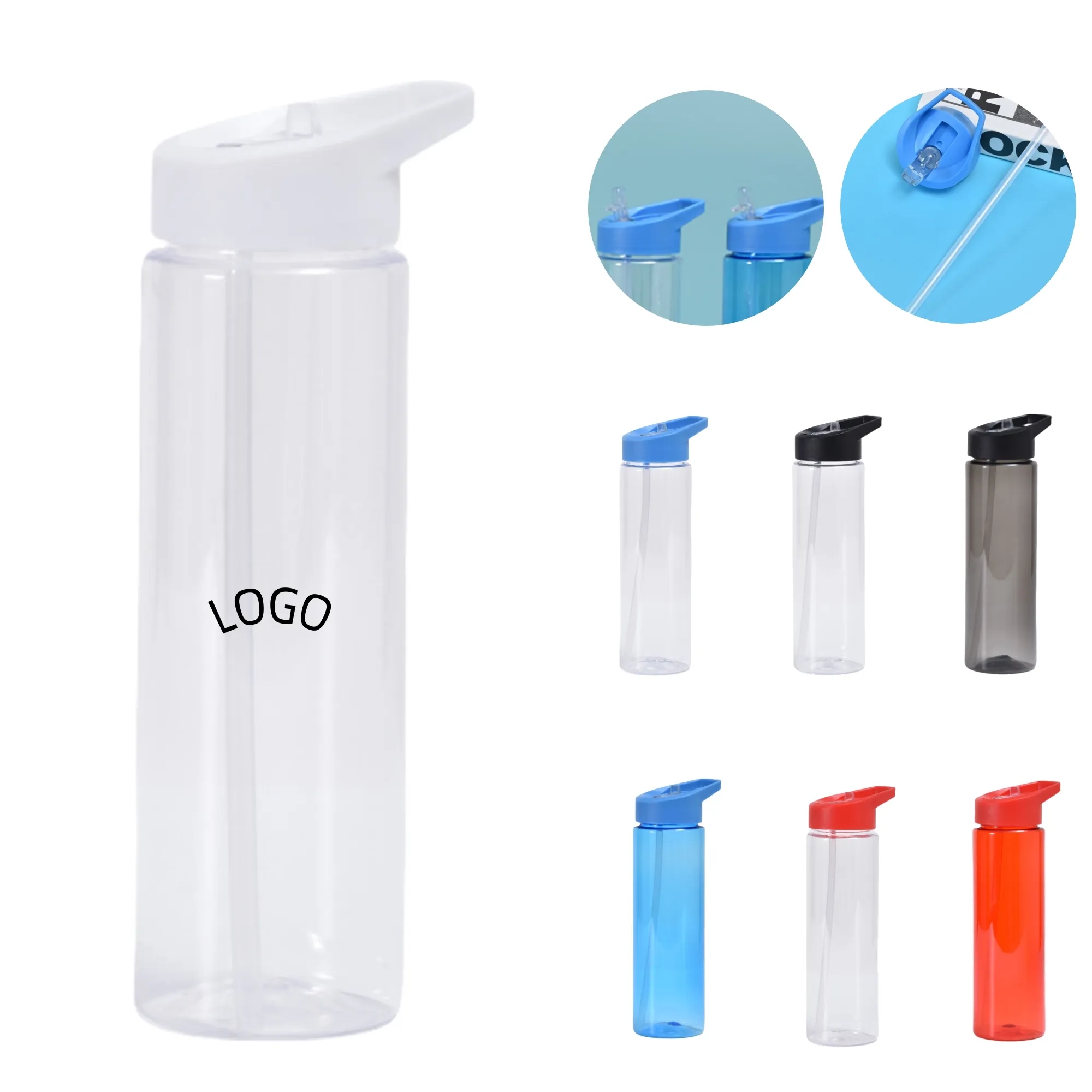 24oz Portable Clear Straw Sports Water Bottle 3