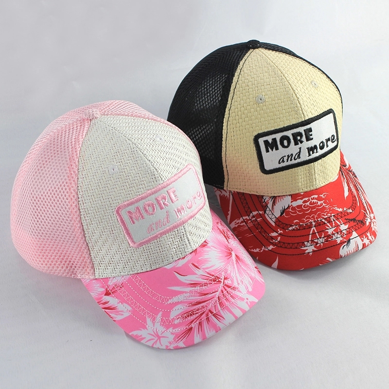 Trucker Cap 6 Panel Mesh Back SnapBack straw front