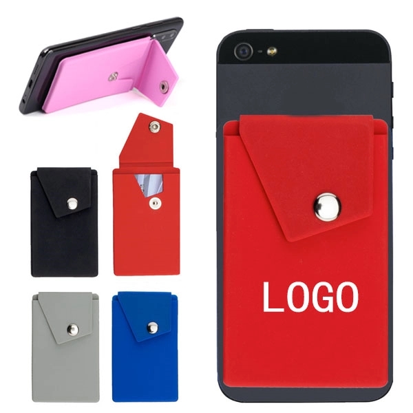 Silicone Phone Wallet Snap Pocket Cell Stand 6