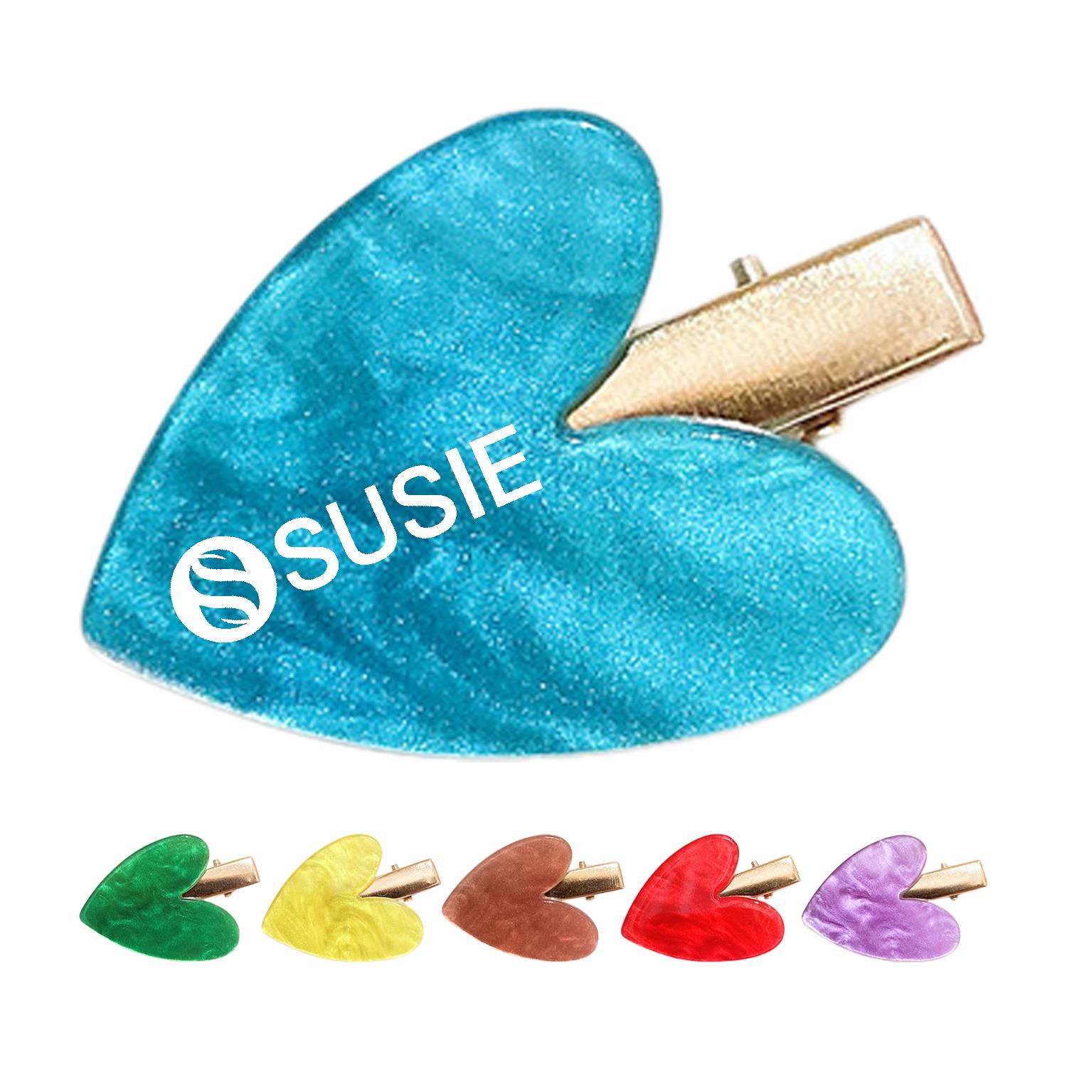 Girls Acrylic Heart Shape Hair Clip 8