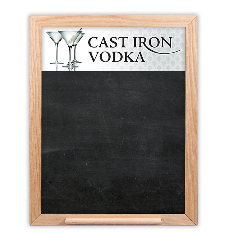 Oak Frame Wall Chalkboard with Tray - 23"w x 30"h 1