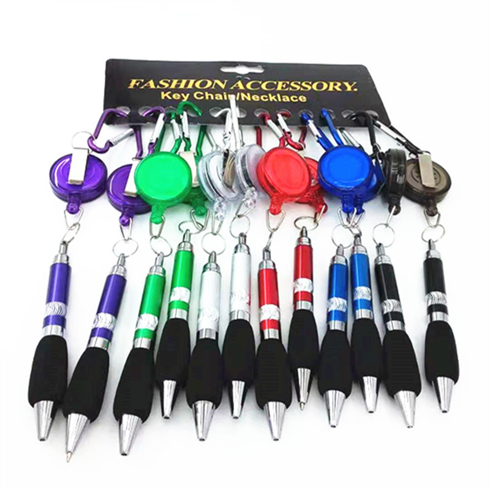 Retractable Soft Grip Metal Pen w/ Carabiner 3