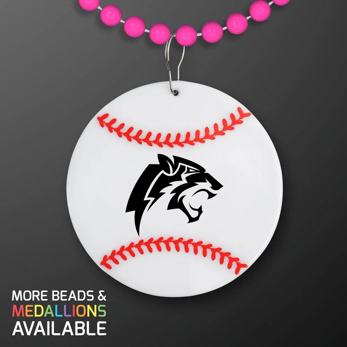 Baseball Medallion with Beaded Necklace (Non Light Up) 19