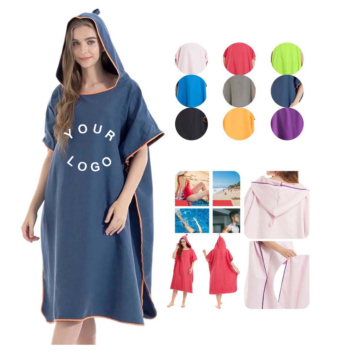 Microfiber Adult Poncho with Quick Dry Fabric 3