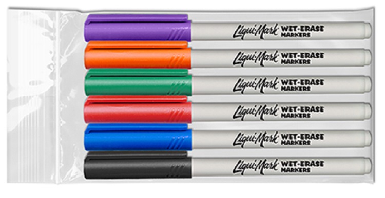Fine Point Wet Erase Marker 4 Pack - USA Made - 6 ct
