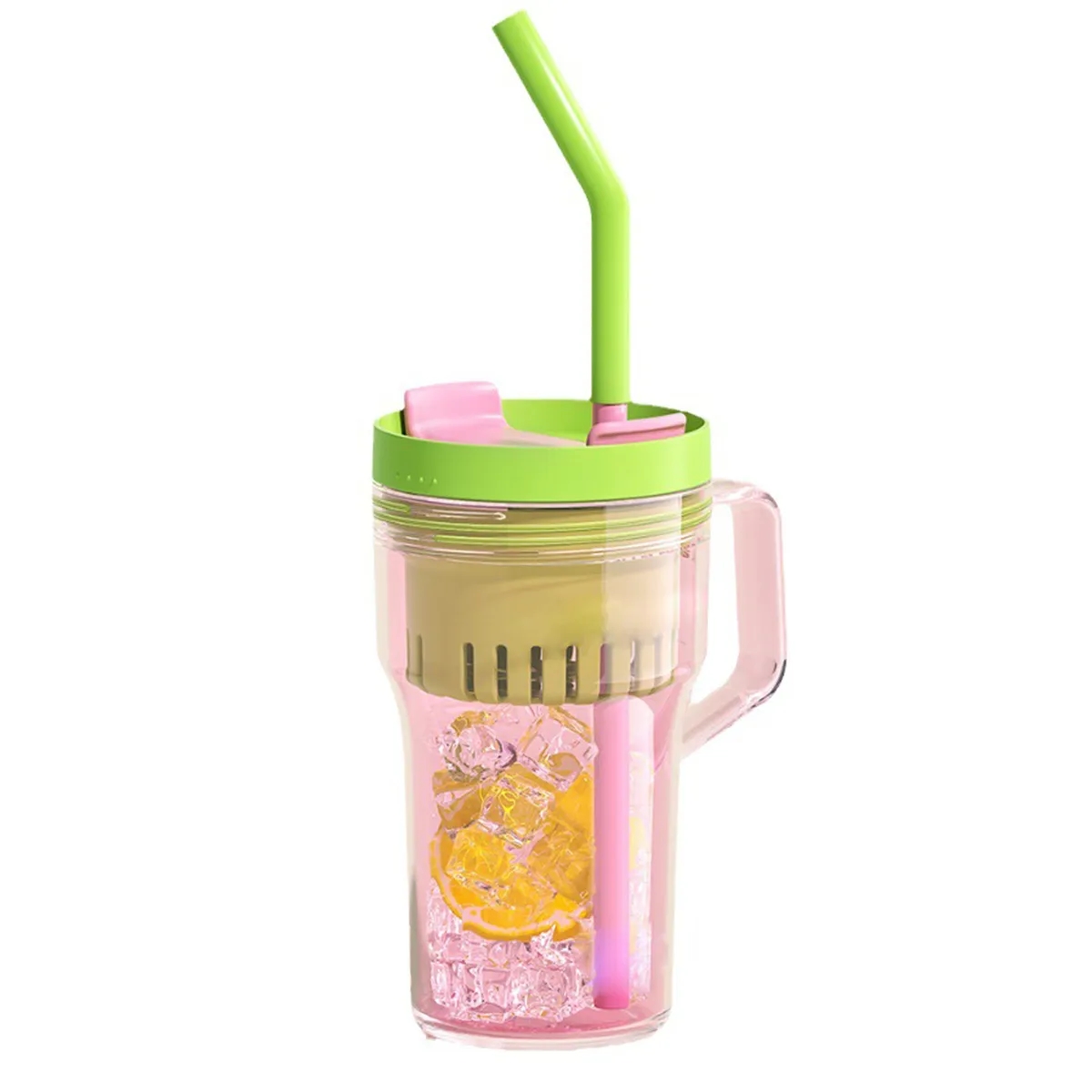 Custom 20oz Portable Plastic Straw Coffee Cup with Handle 3
