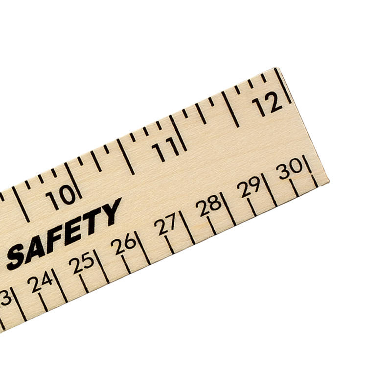 12" Clear Lacquer Wood Ruler - English & Metric Scale 2