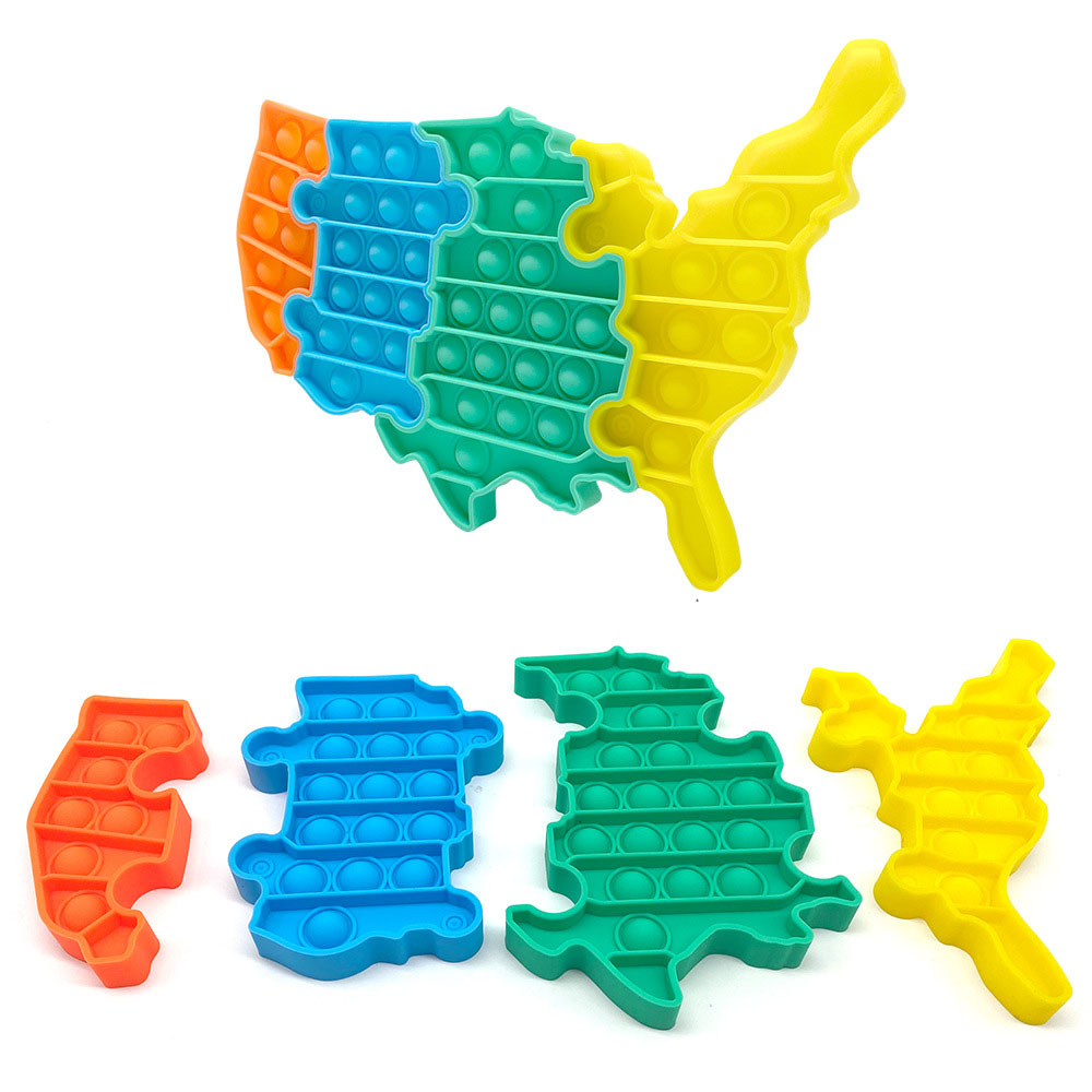 American Map Silicone Colorful Push Pop Bubbles Fidget Sensory Toy Autism Need 2
