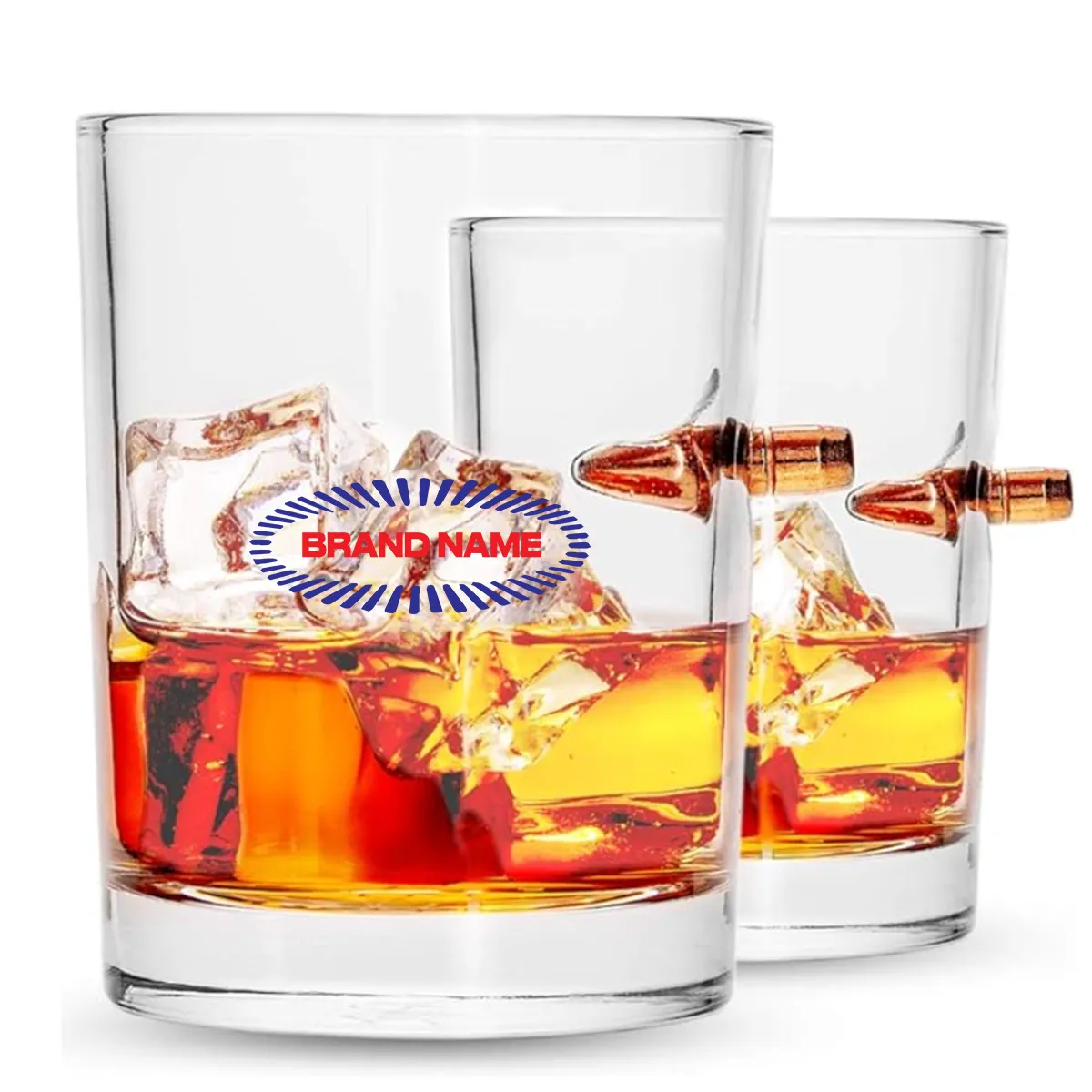10oz WHISKEY GLASS Embedded Bullet 1