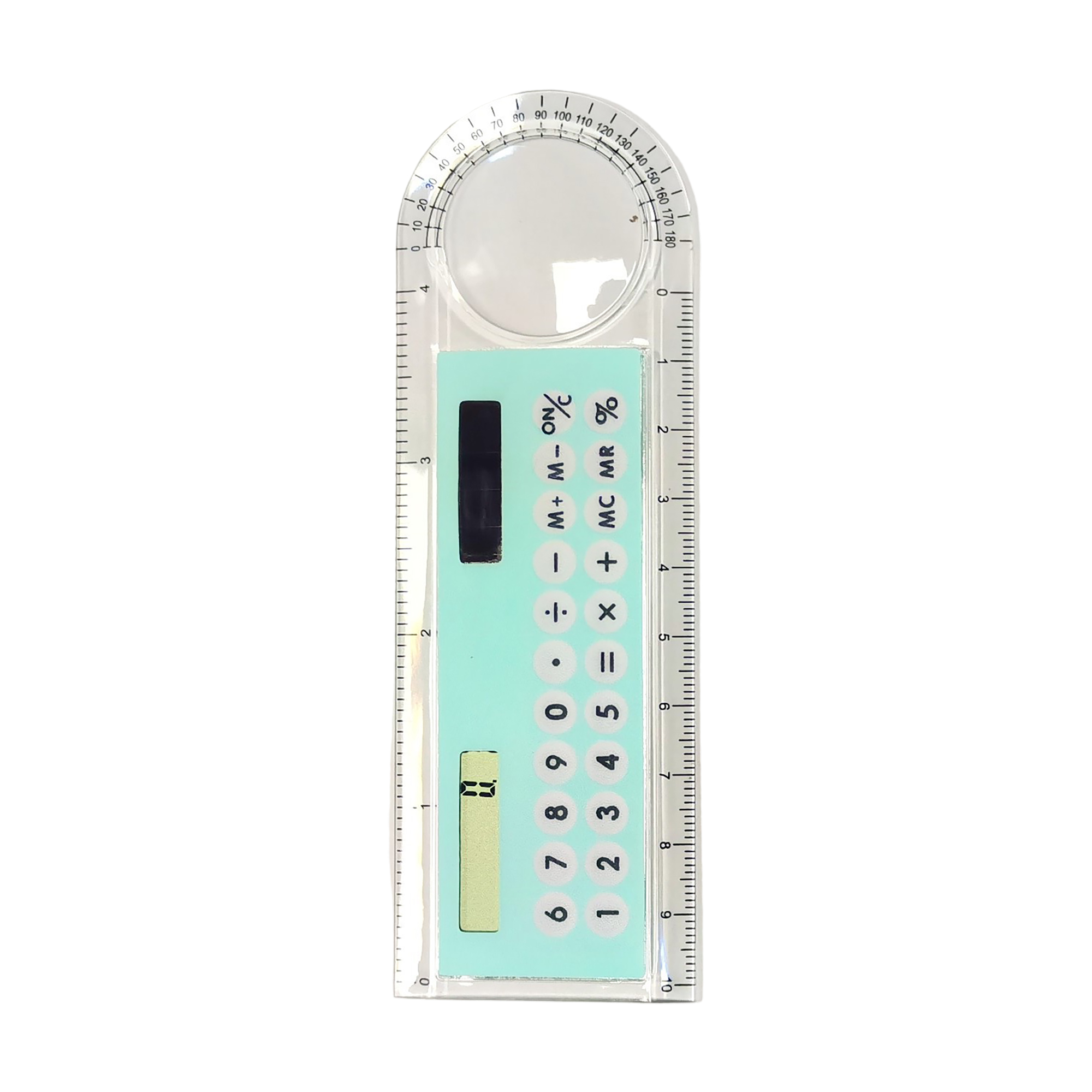 Plastic Solar Calculator Ruler With Protractor And Magnifier 5.2" 15