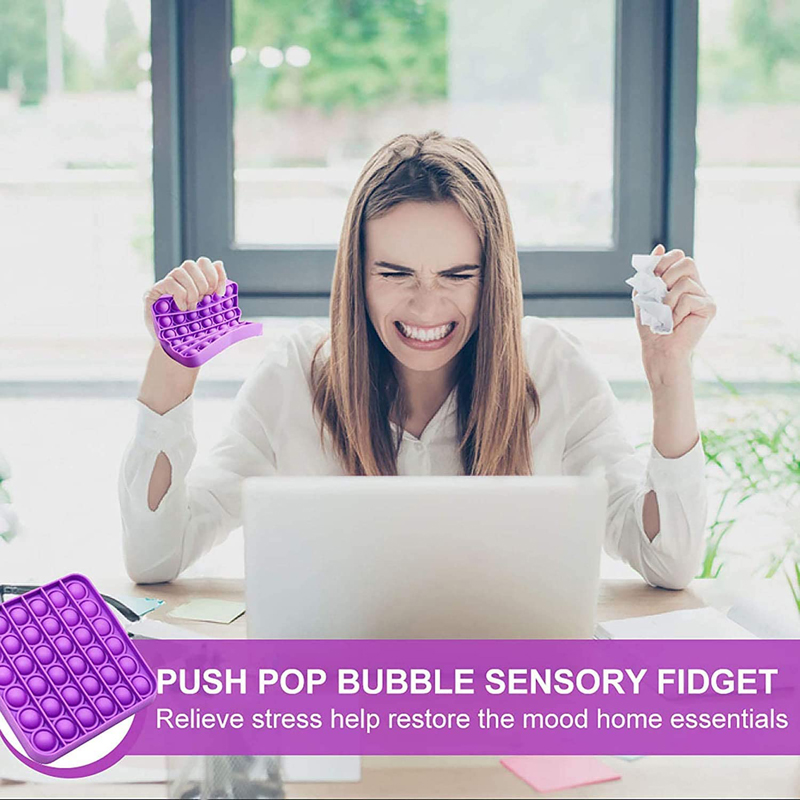 Square Pure Color Push Pop Bubble Fidget Sensory Toy 6