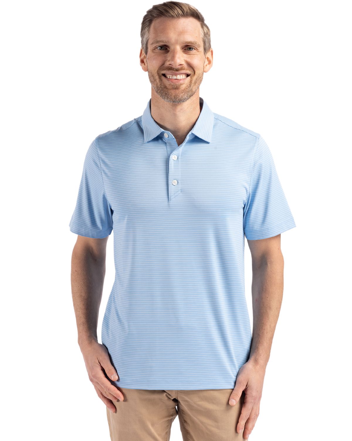 Forge Eco Fine Line Stripe Stretch Recycled Mens Polo