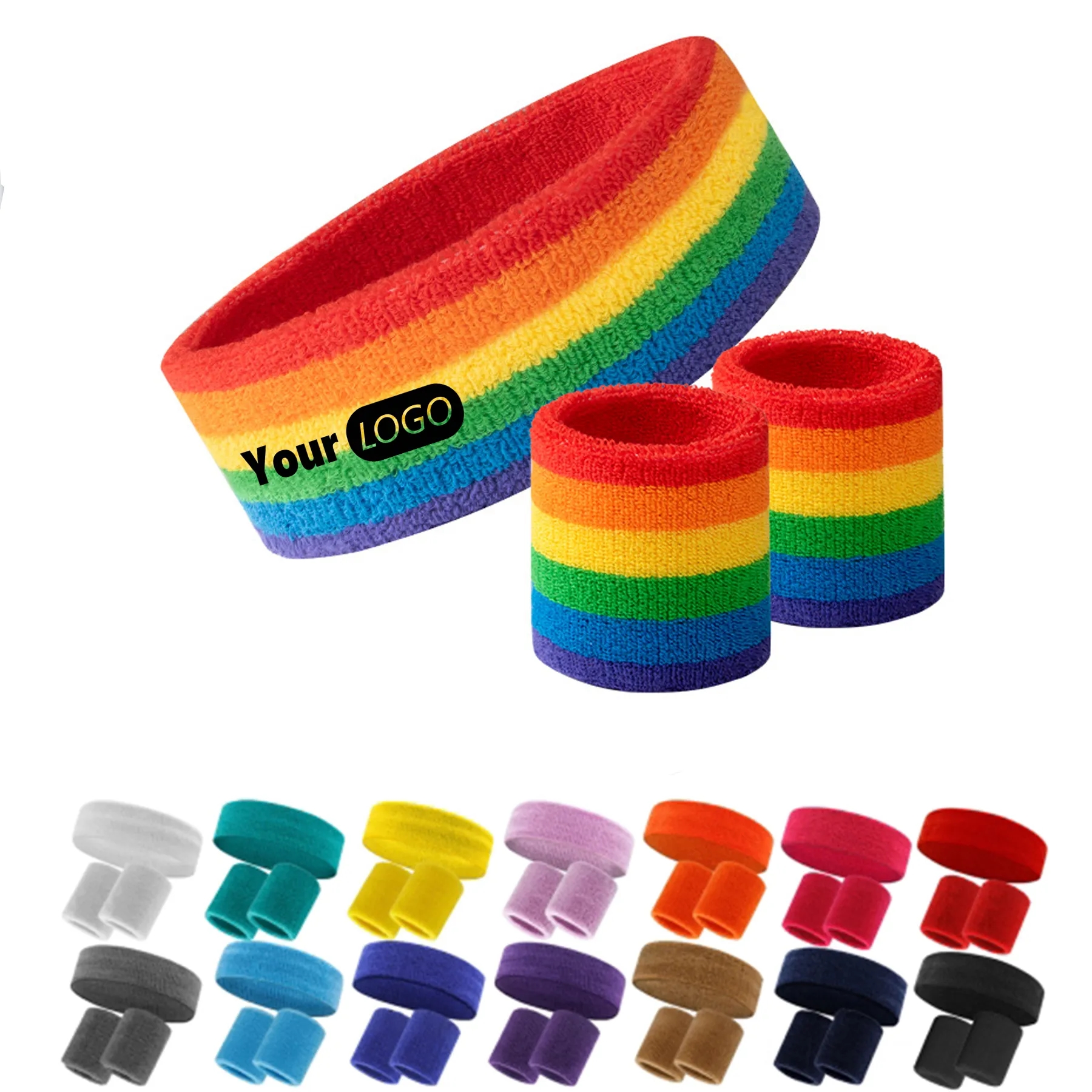 Sweatband Sports Headband Wristband Set 9