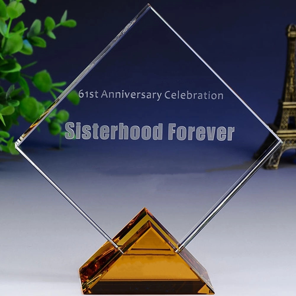 Crystal Triangle Base Square Award 8