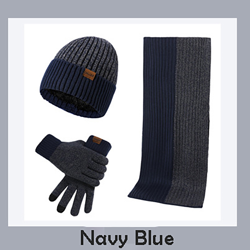Unisex Winter Knitted Beanie Hat Scarf Touchscreen Gloves Set 3