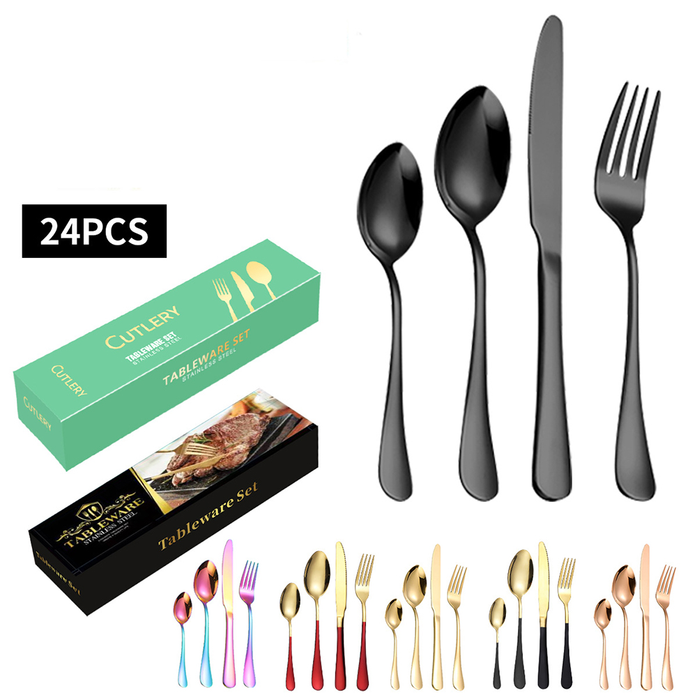 24PCS Stainless Steel Cutlery Gift Box For 6 2