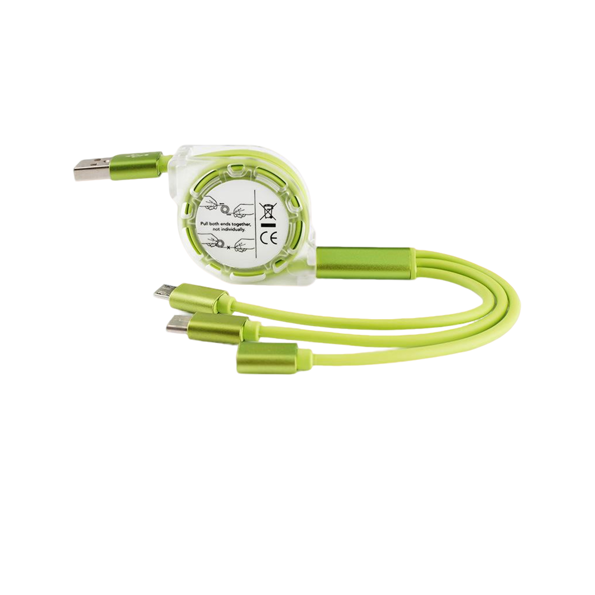 Retractable Three In One Charge Cord 39.4" 6