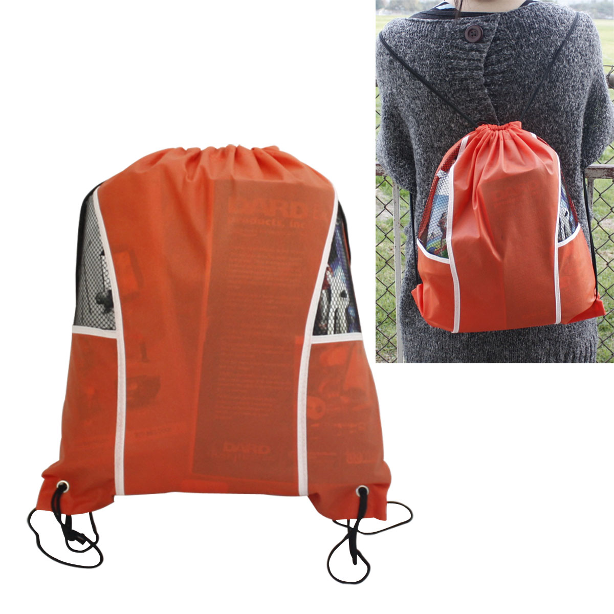Non Woven Drawstring Backpack with Mesh Panels 2