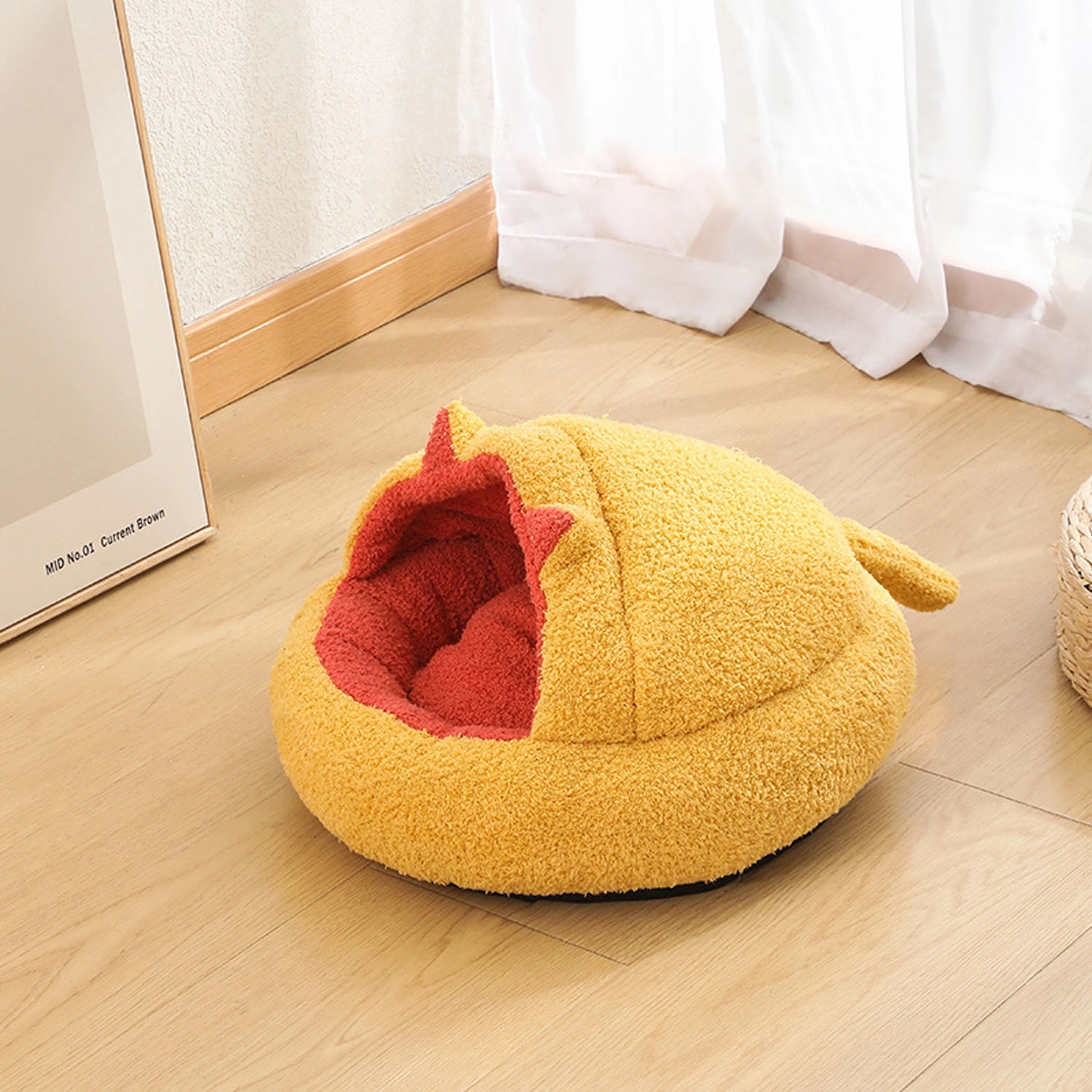 Calming Pet Beds With Hooded Cover Washable Anti-Slip Buttom 5