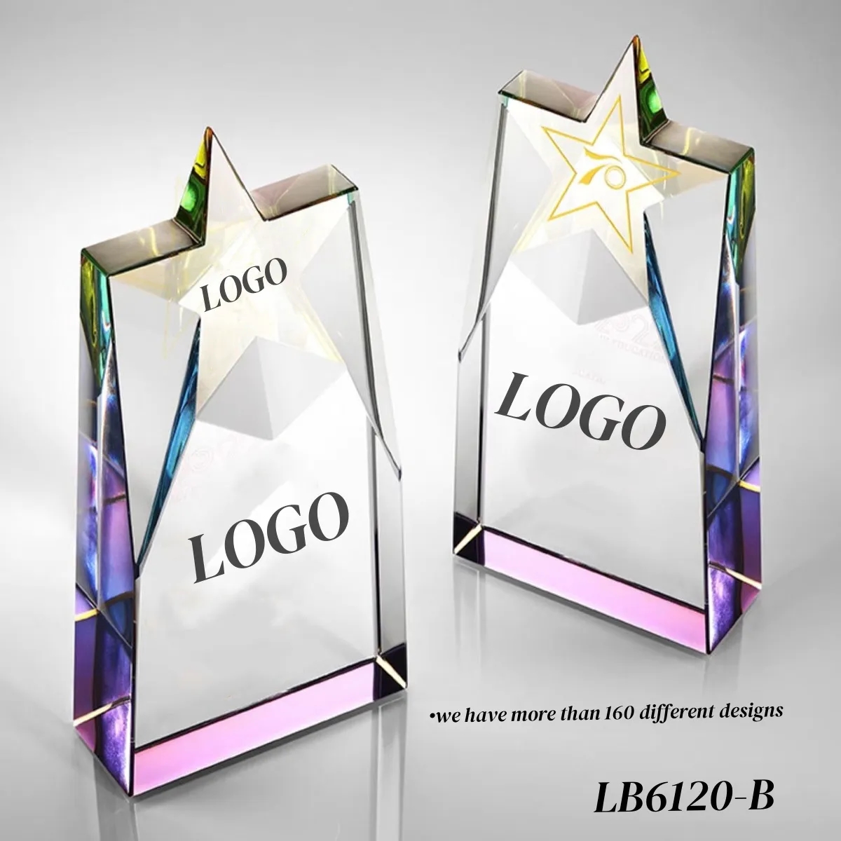 Engraved Star Crystal Trophy Award Custom 7
