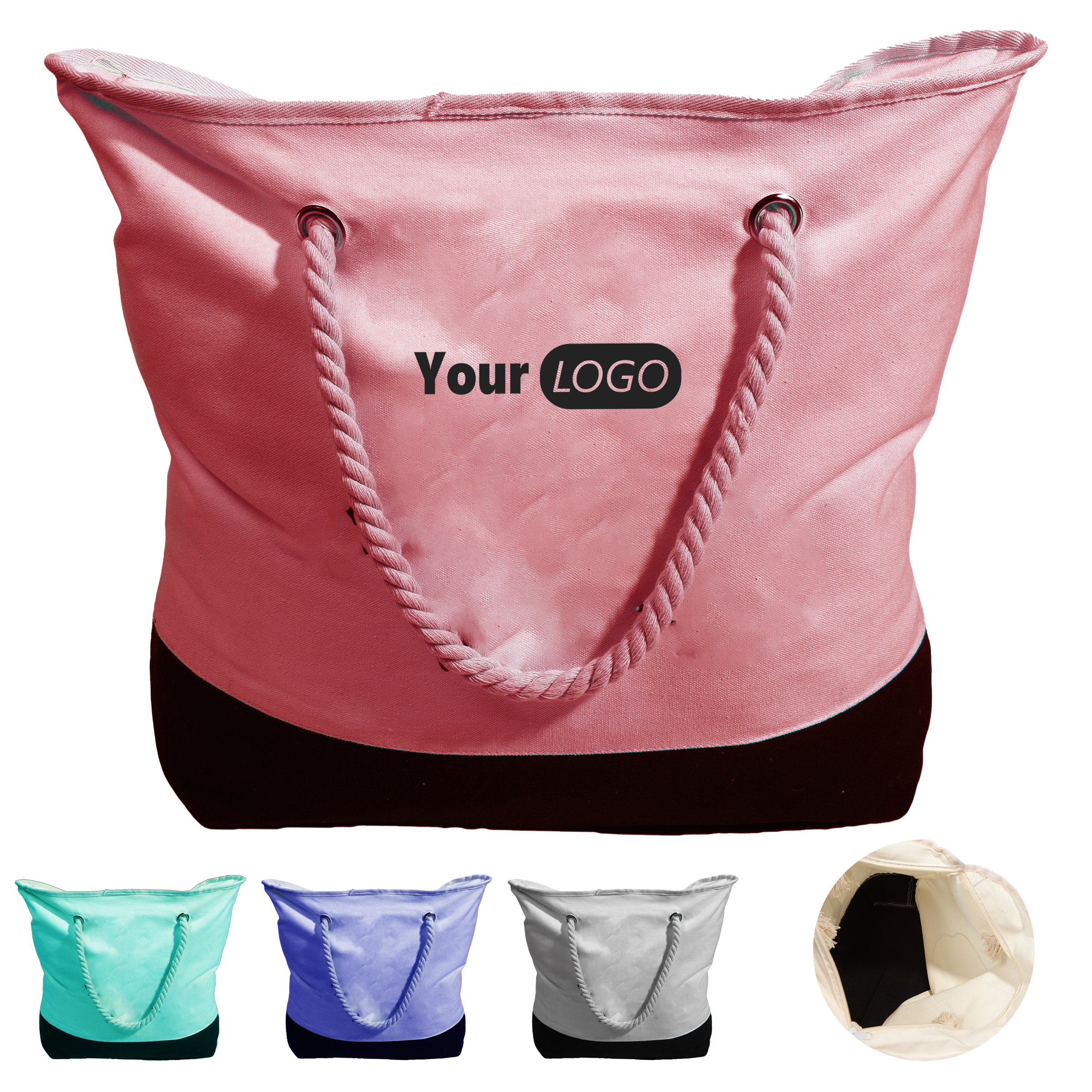 Canvas Stylish Rope Handle Tote Bag For Everyday Adventures, custom tote bag with logo imprint 2