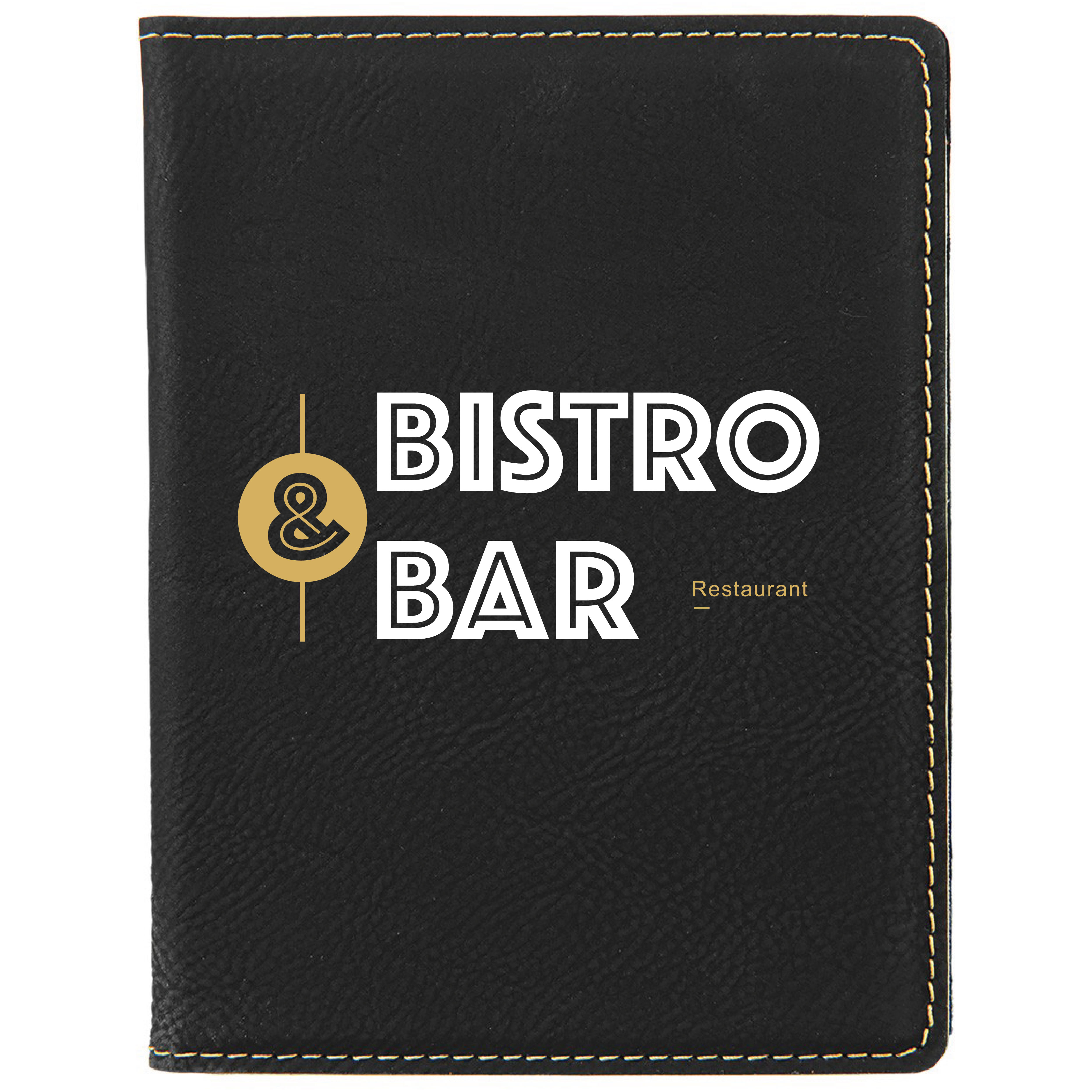 Black/Gold Leatherette Passport Holder 1
