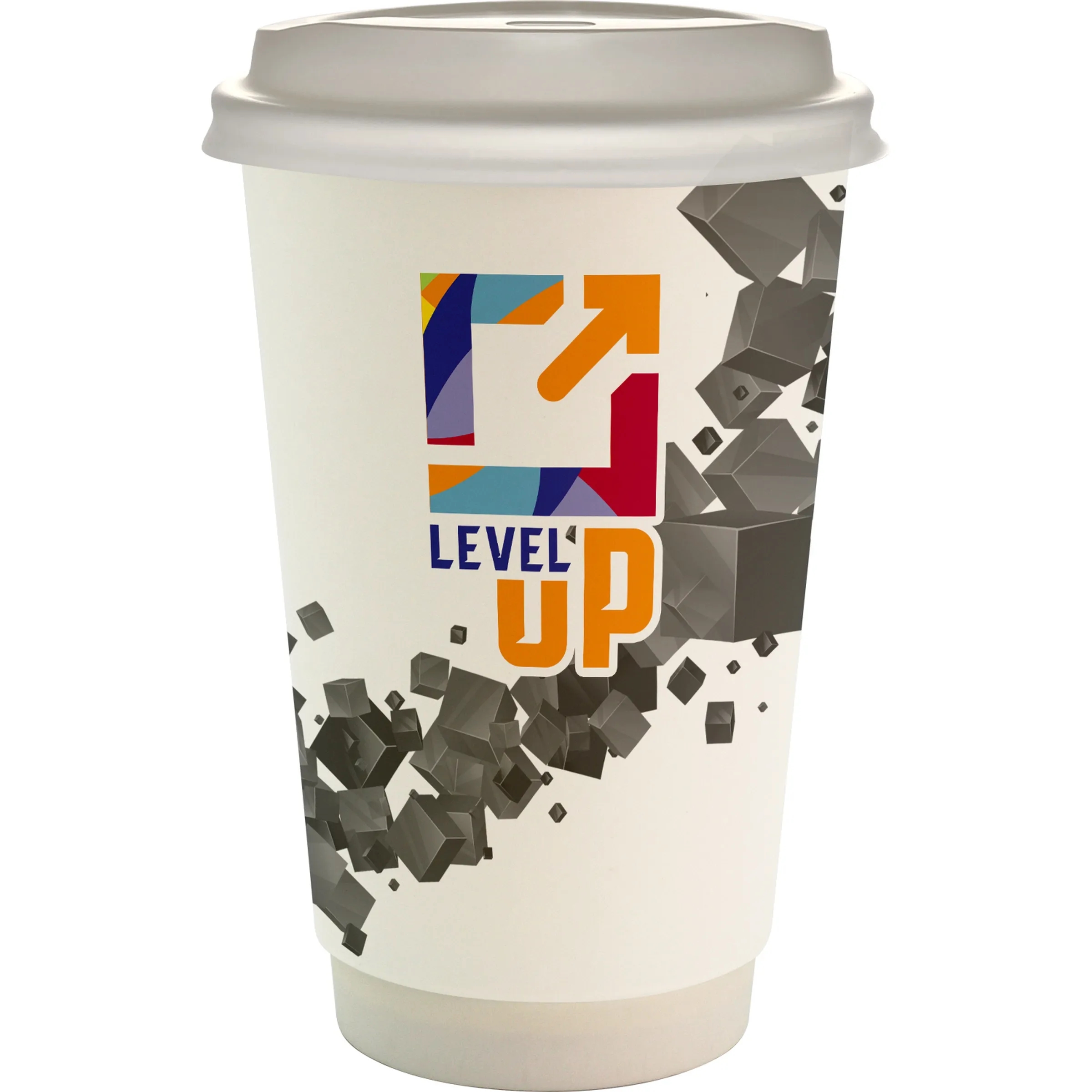 16 oz. Full Color Floating Cube Paper Cup With Lid 22