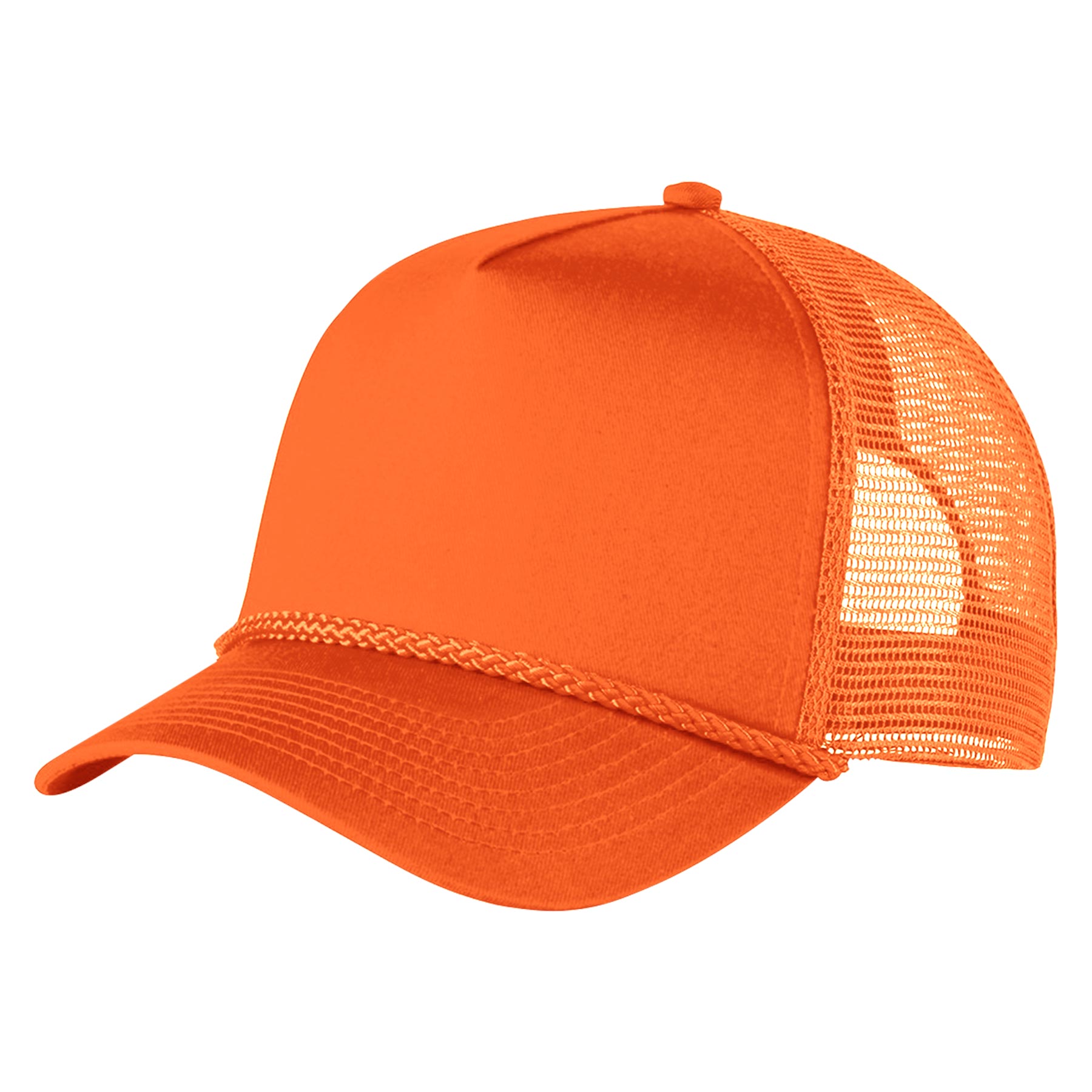 Structured 5 Panel Curved Bill Trucker Cap with Rope 19