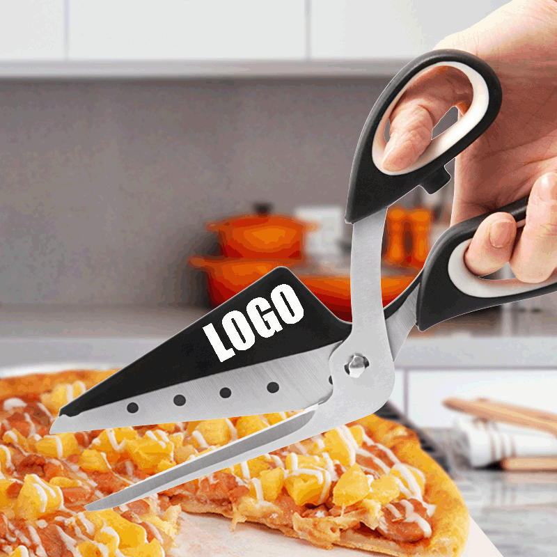 Pizza Scissors Cutter One-Handed Operation/ Stainless Steel Pizza Spatula Slicer 2