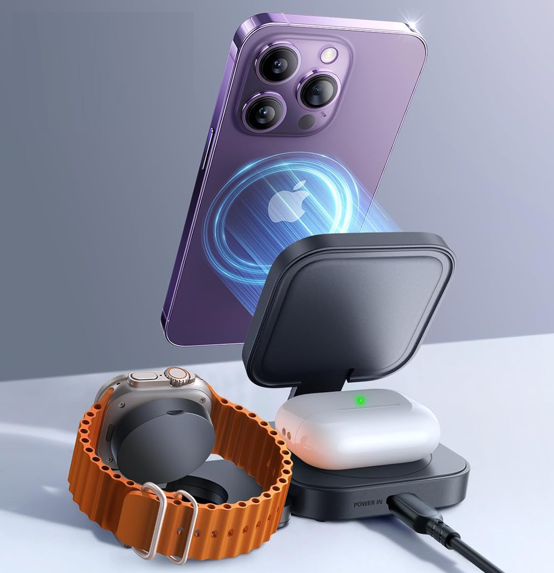 Cube Qi Pro 3 in 1 Wireless Charger with Travel Case