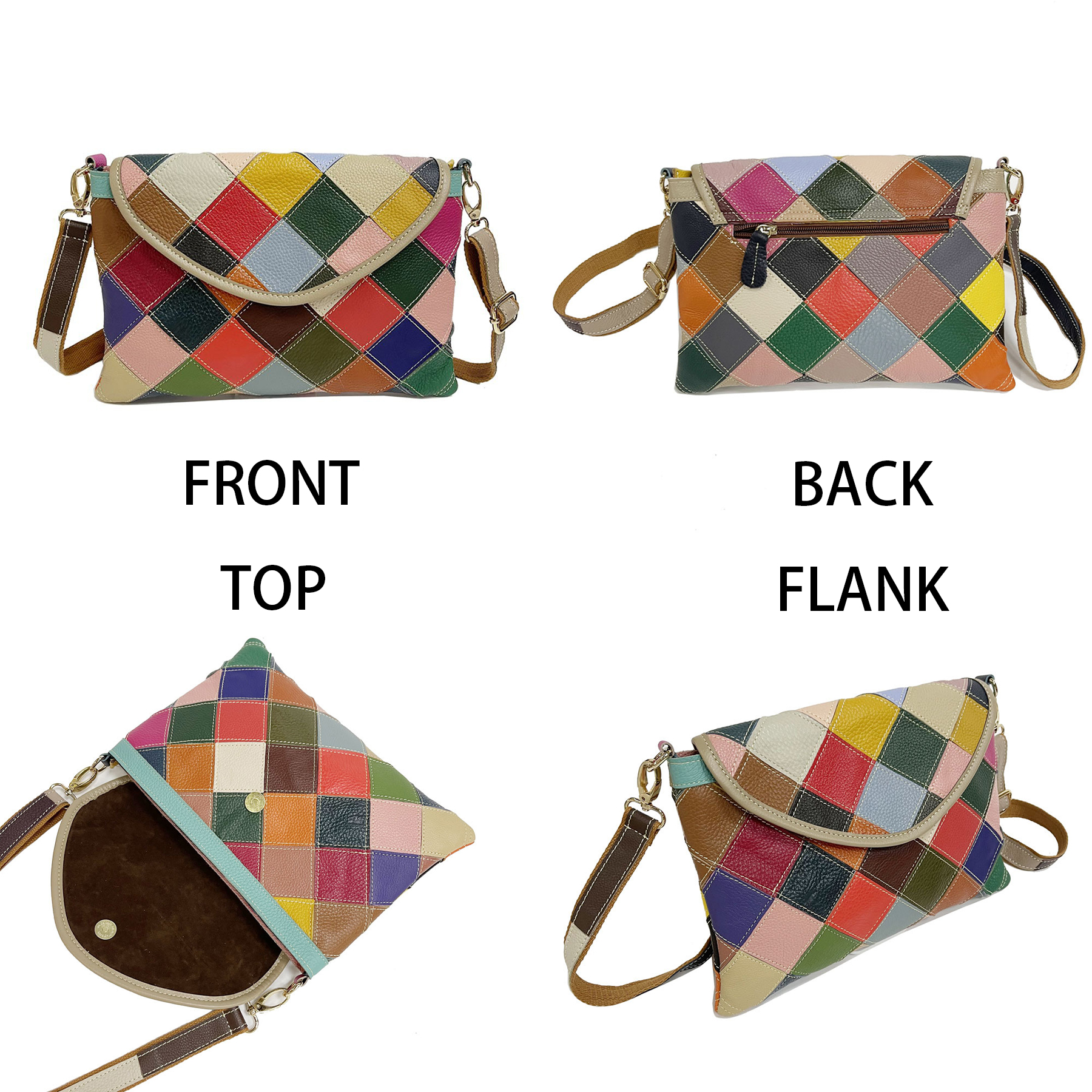 Genuine Leather Lingered panels shoulder cross-body bag 6