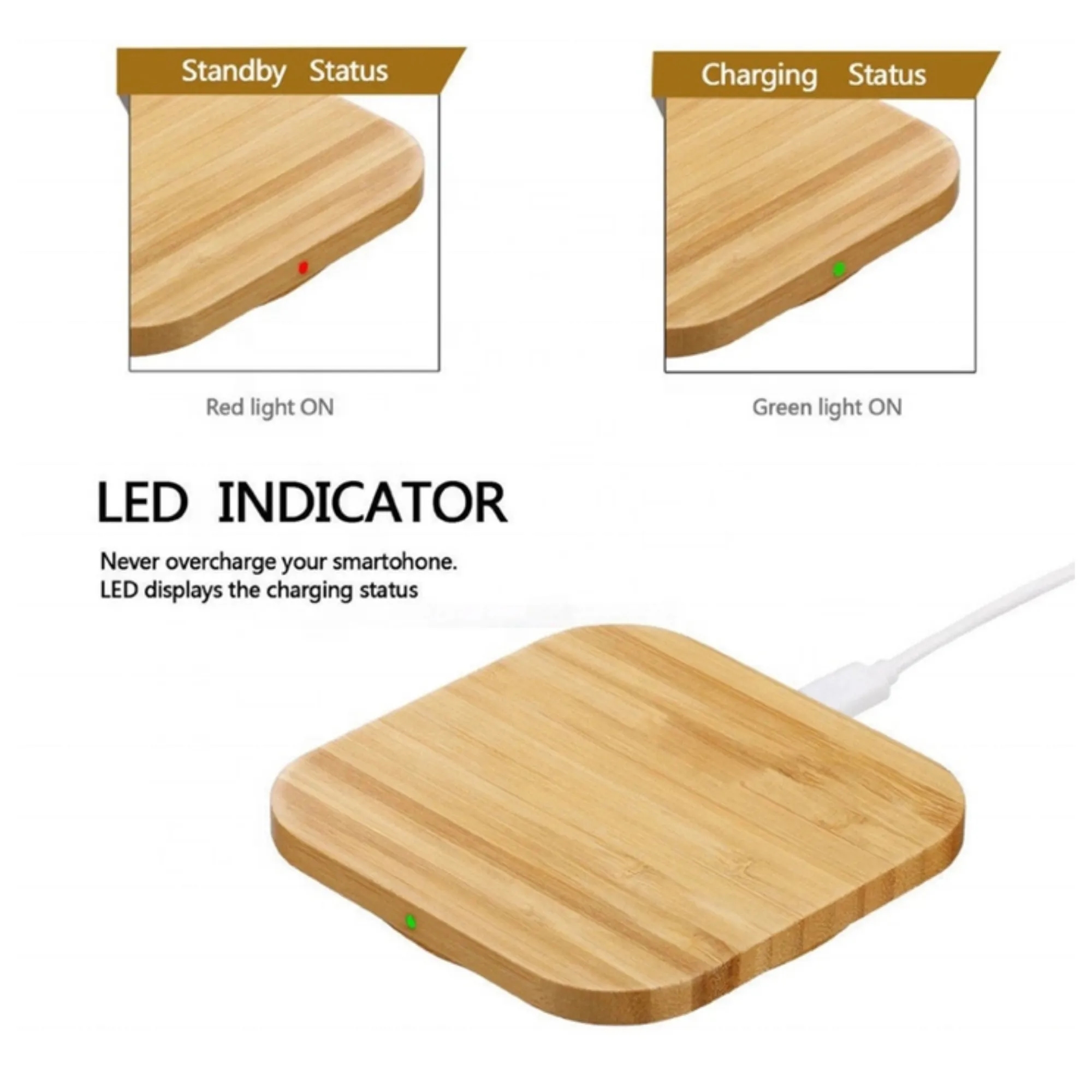 Bamboo Style Wireless Charging Station 6