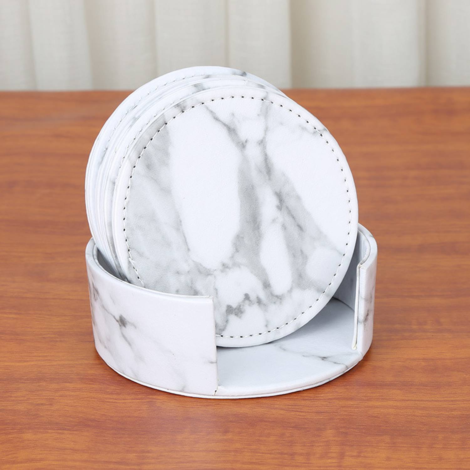4" Pu 6pcs Set Home Tabletop Protection Drink Coasters 1