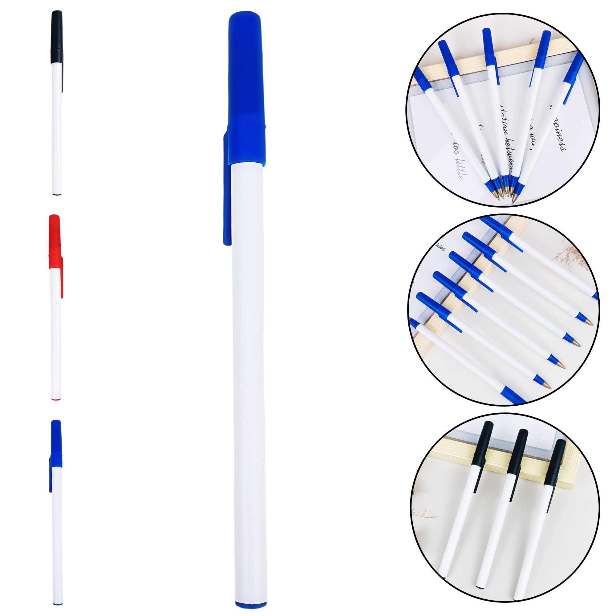 Slim White Ballpoint Pen with Non-Slip Grip for Office 4