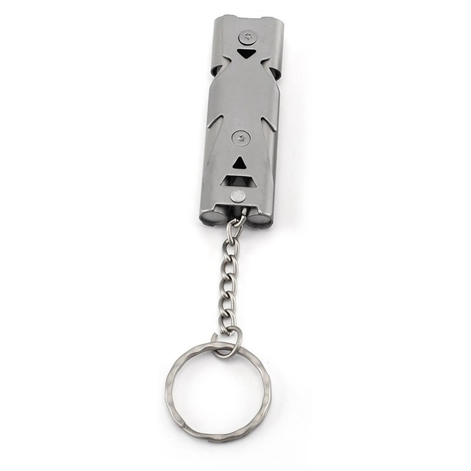 Metal Double Pipe Emergency Survival Self Defense Whistle 8