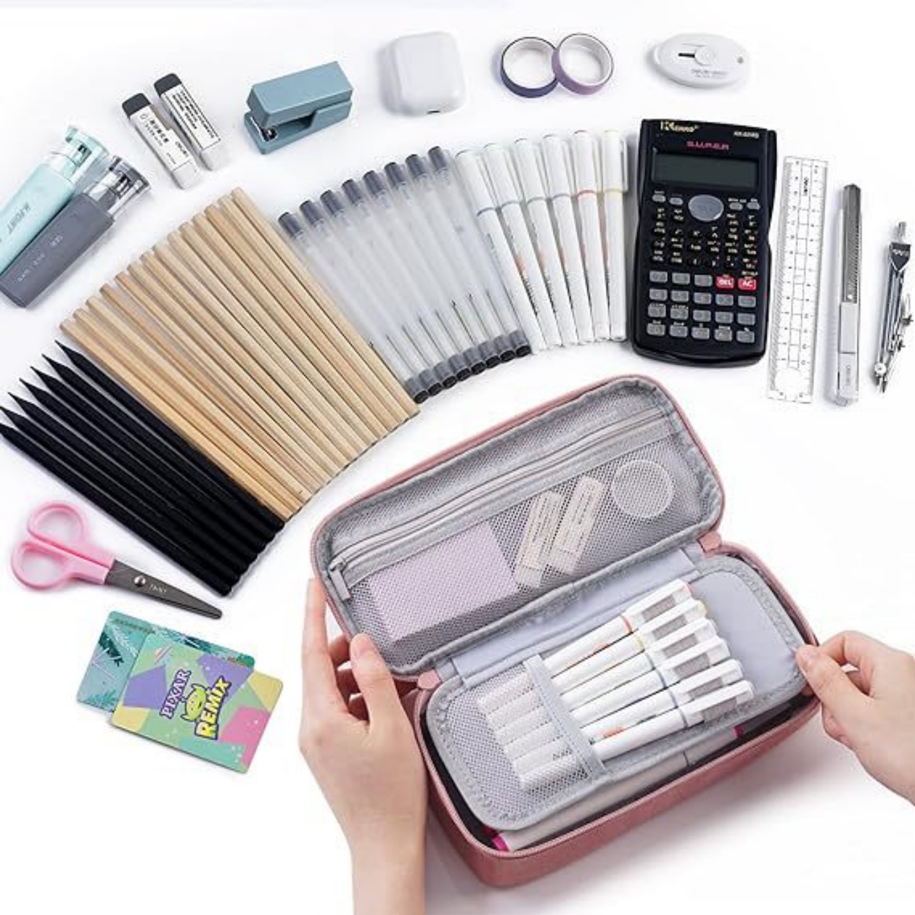 Large Capacity Pencil Pouch with Zipper Compartments 7