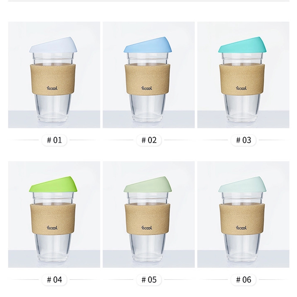 16oz Reusable Glass Coffee Travel Mug with Lid 2